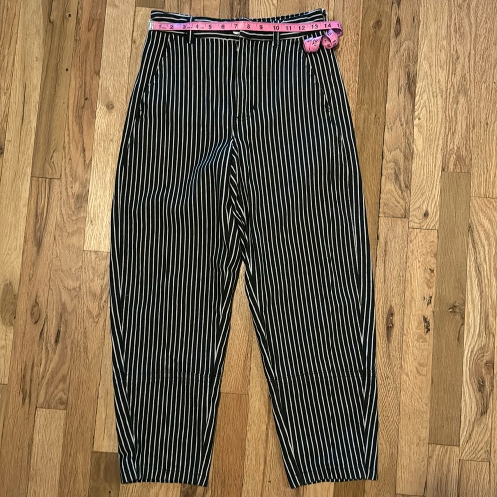Everlane Black & White Striped Barrel Jeans